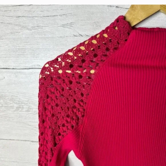Free People Clemente Thermal Lace Sleeve Top - Picture 7 of 8